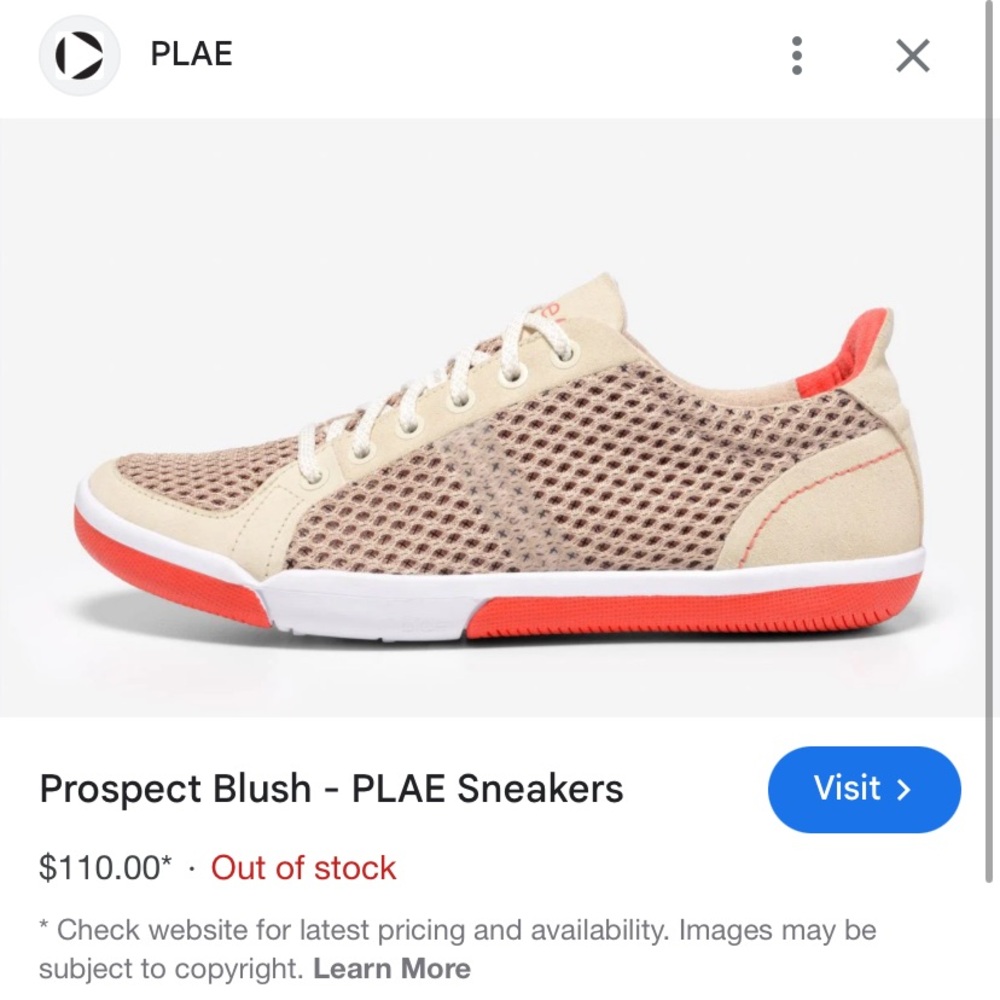 $110 Plae Prospect Minimalist Functional Sneakers Blush 7 women 5.5 men’s red